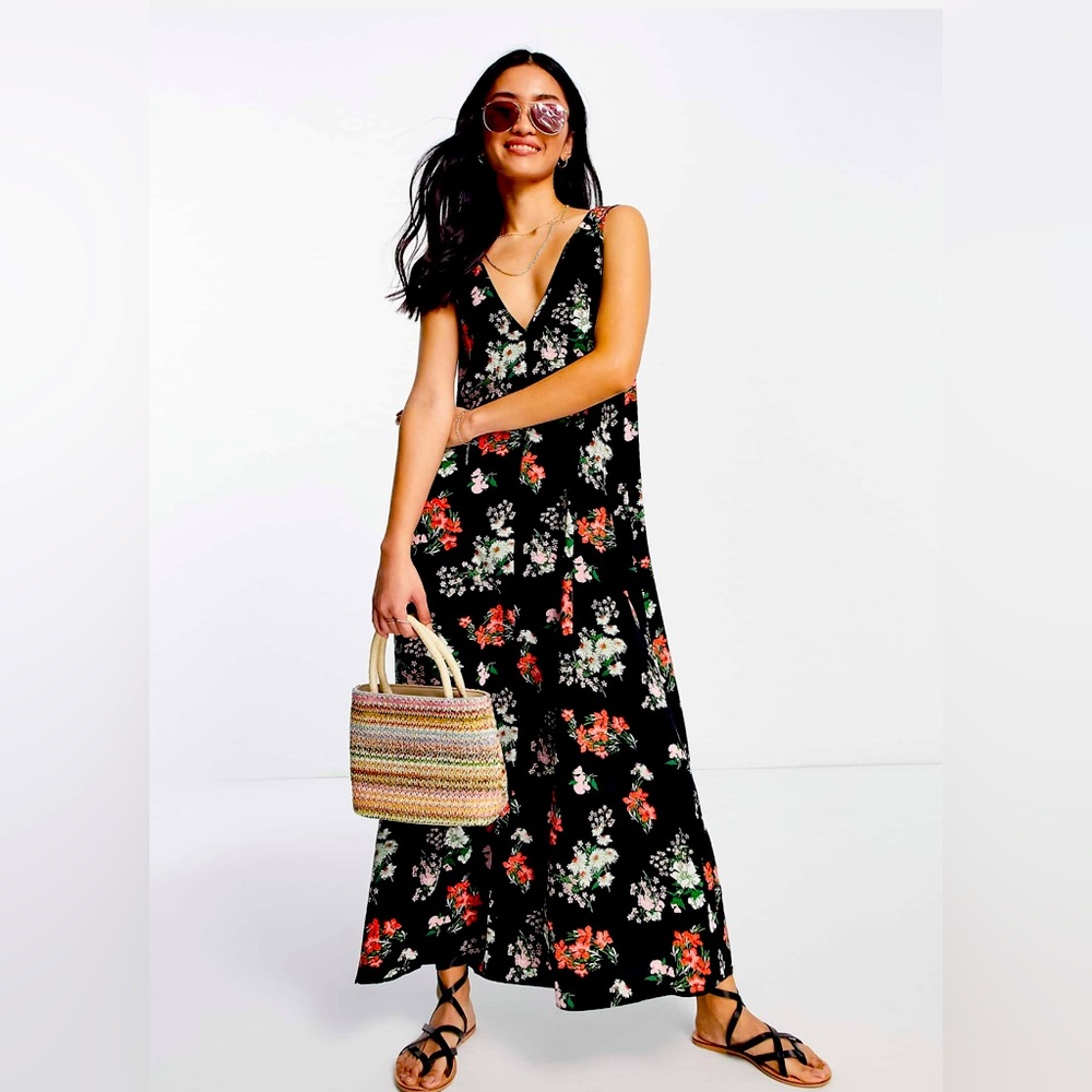 Floral Black Maxi Dress